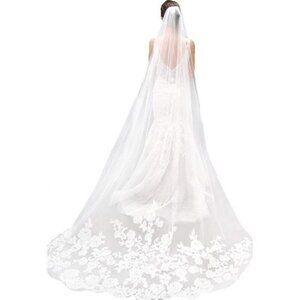 Bridal Veil Chapel length Veil Long White Cathedral Wedding Veil 118" 1T w Comb